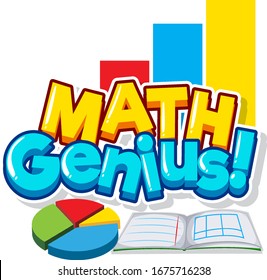 Diseño de fuentes para genio de matemáticas con ilustración de piechart de libro