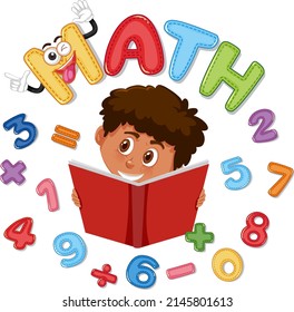 Font design for math with girl and numbers illustration