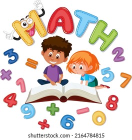 Font design for math with girl and numbers illustration