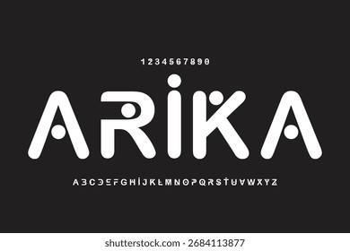 Font design. minimal font with dot, shapes, can be used in movies, games, music. vector illustration EPS10