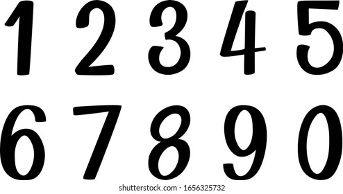 Font design for number one to zero on white background illustration