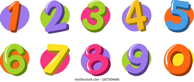 Font design for number one to zero on white background illustration