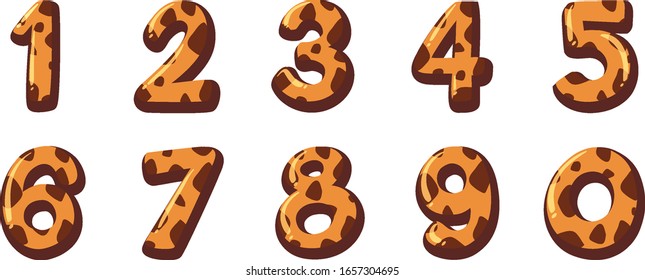 Diseño de fuente para la ilustración de fondo blanco número uno a cero