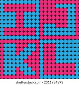 Diseño de fuentes y números con puntos de color. Alfabeto, letra moderna y números con puntos de color.