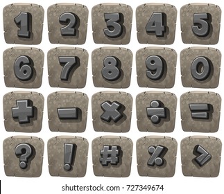 Font design for numbers and math signs illustration