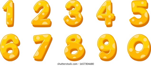 Font design for numbers one to zero on white background illustration