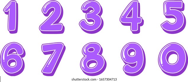 Font design for numbers one to zero on white background illustration