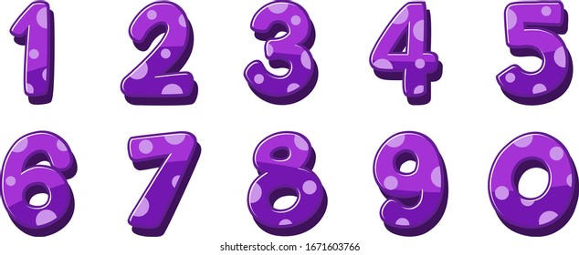 Font design for numbers one to zero on white background illustration