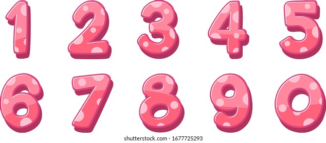 Font design for numbers one to zero on white background illustration