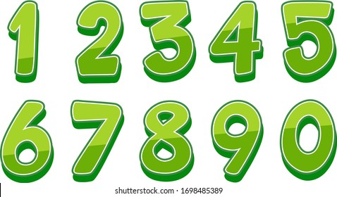 Font design for numbers one to zero on white background illustration