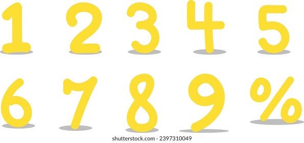 Font design for numbers one to zero on white background illustration
