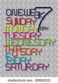Font Design one week 7 days Vector
