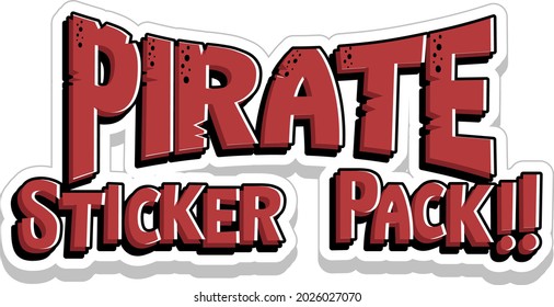 Diseño de fuentes con la ilustración de palabras de Pirate Sticker Pack