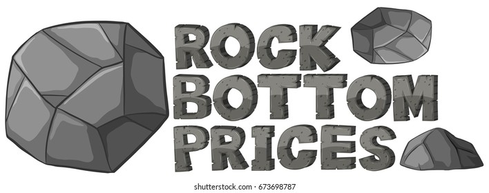 Font Design For Rock Bottom Prices Illustration