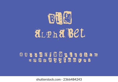 Schriftdesign, Satz von Buchstaben und Zahlen Vektorgrafik.