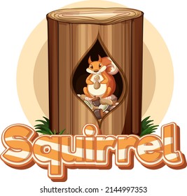 Font design for squirrel in brown illustration