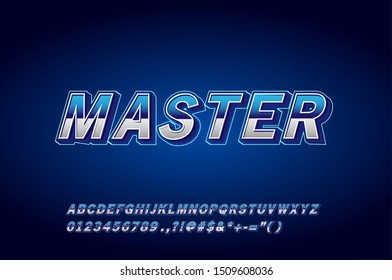 Font design style text effect with modern style futuristic alphabet design and elegant font, luxury blue, modern letter design