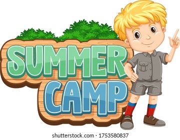 Schriftdesign für Sommerlager mit süßem Kind auf Parkgrafik