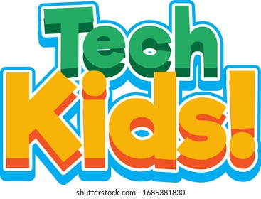 Diseño de fuentes para niños tecnológicos en ilustración de fondo blanco