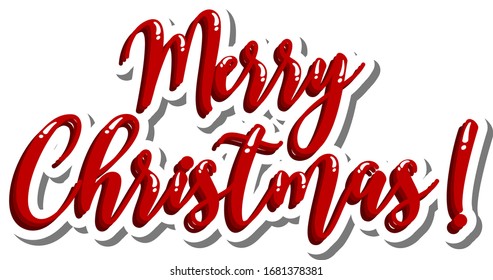 Font design template for merry christmas on white background illustration