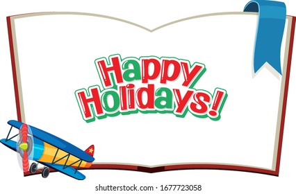 Font design template for word happy holidays on the book illustration