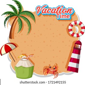 Font design for vacation time and banner template illustration