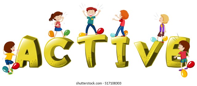 Font design with word active illustration