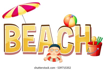 Diseño de fuentes para ilustración de playa de texto