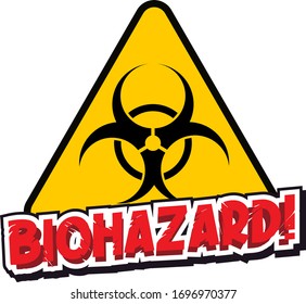 Diseño de fuente para el riesgo biológico de palabra con ilustración de signo de advertencia