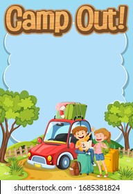 Font design for word camp out with kids on the road illustration