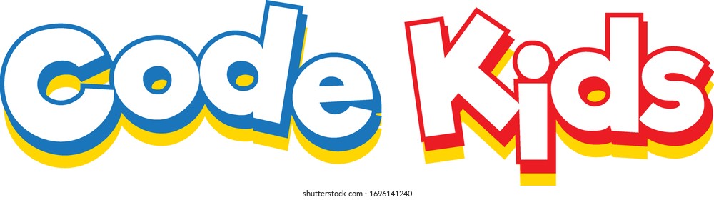 Font design for word code kids on white background illustration