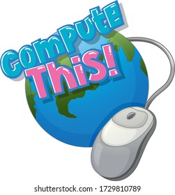 Design de fonte para computação de texto com ilustrações de mundo e mouse