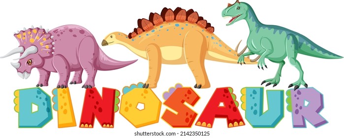 Font design for word dinosaur illustration