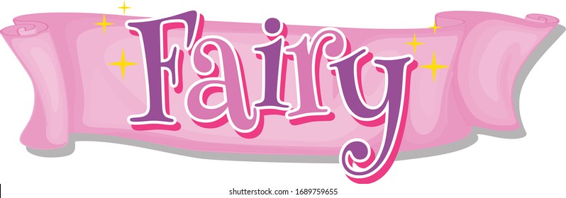 Font design for word fairy enchantment in pink illustration