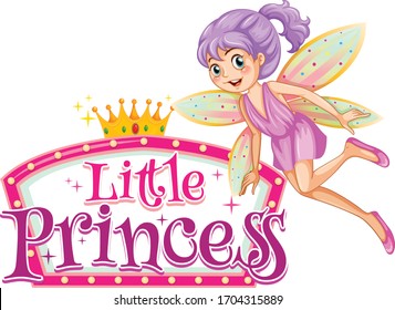 Font design for word fairy enchantment with fairy flying illustration