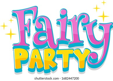 Font design for word fairy party in pink color illustration