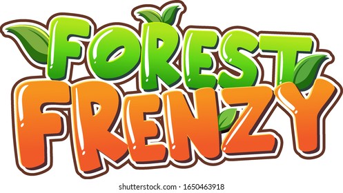 Font design for word forest frenzy in green and orange color illustration