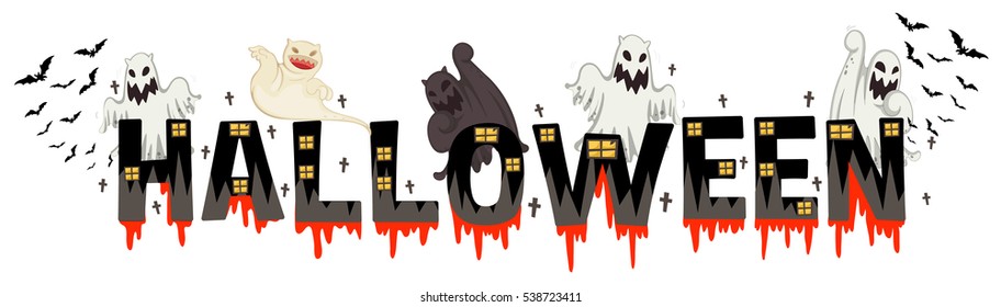 Font design for word halloween illustration
