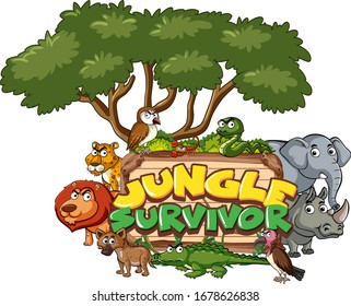 Font design for word jungle survivor on white background illustration