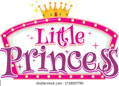 Font Design For Word Little Princess On White Background Illustration