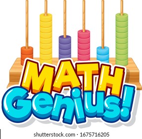 Font design for word math genius with counting blocks illustration