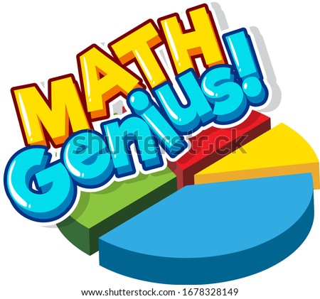 Font design for word math genius with piechart illustration