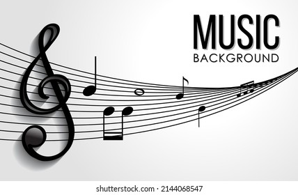 Schriftdesign für Wortmusik mit Musiknoten auf weißem Hintergrund