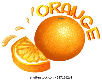 Font design for word orange illustration
