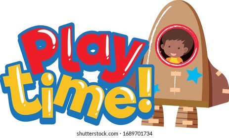 Schriftdesign für Wortspielzeit mit glücklichen Kindern, die Illustration spielen