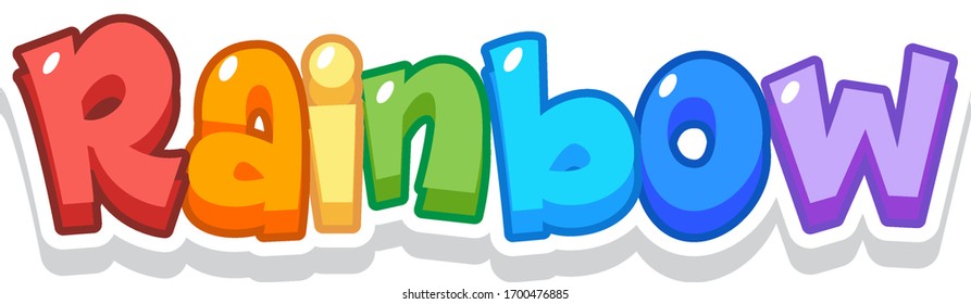 Font design for word rainbow in rainbow color illustration