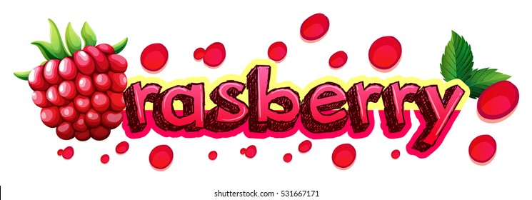 Font design for word raspberry illustration