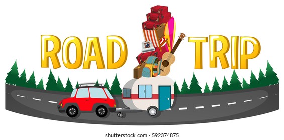 Font Design Word Road Trip Illustration Stock Vector (Royalty Free ...