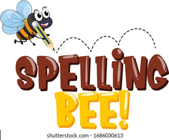 Font design for word spelling bee with bee writing illustration