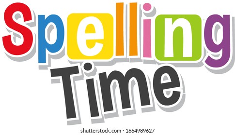 Font design for word spelling time in different colors illustration